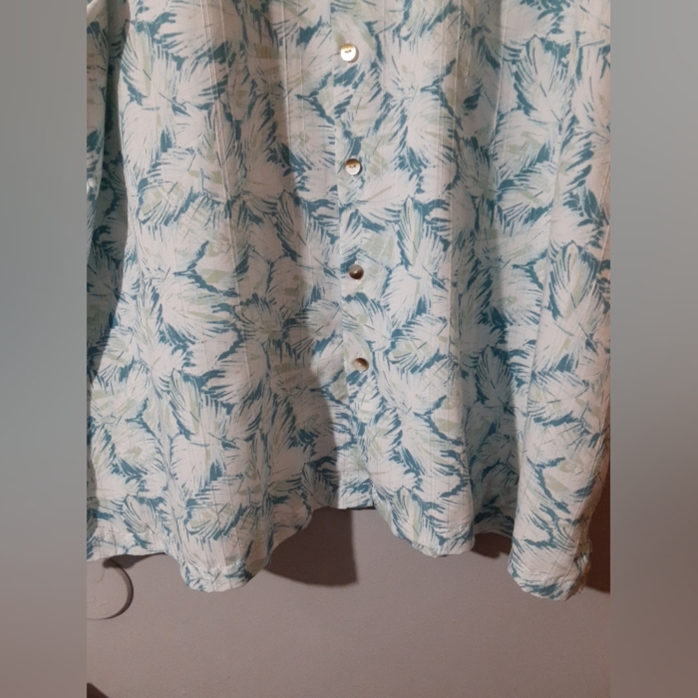 Van Heusen Men's Shirt Short Sleeve Button UP Aqua Floral Tropic Design Size 4XL - Picture 3 of 7